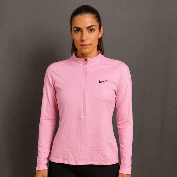 Nike Dri-FIT Pink Quarter-Zip Women’s Long Sleeve Training Top Size S - Picture 1 of 7